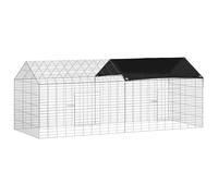 vidaXL Rabbit Cage Silver 400 x 78 x 78 cm Galvanised Steel Garden and Patio Rectangular Modern Design Efficient Use of Space Stylish Aesthetics Outdoor Living Area Nature