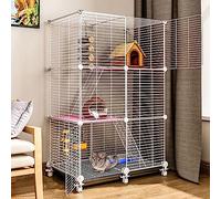 Rabbit Cage, Small Animal Cage, Great for Puppies Pet Products, Homemade Metal Yard Fence with Wheels Removable Wire Mesh (White 75 * 39 * 112CM)