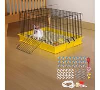 Rabbit cage waterer with double spring nozzle, designed to simulate natural drinking, keeping water fresh and promoting healthy hydration for rabbits (6-piece set)