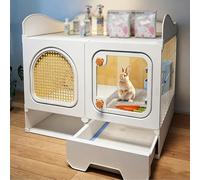 Rabbit Cage with Slide-Out Tray & Storage Space, Indoor Bunny Cage with Transparent Door, Guinea Pig Cages, for Small Animals(70x45x62CM)