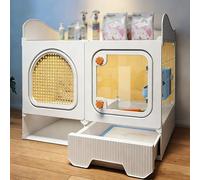 Rabbit Cage with Slide-Out Tray & Storage Space, Indoor Bunny Cage with Transparent Door, Guinea Pig Cages, for Small Animals(70x35x62CM)