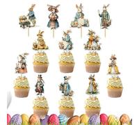 Rabbit Cake Decoration for Easter | Animal Theme Ornaments 12 Pieces | Cake Topper For Happy Easter - For Spring Party Festival Food Birthday DIY Craftsman