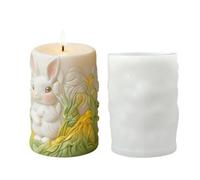 Rabbit Candle Mold - 12cm Rabbit Relief Crafting Tool, Cylinder Cement Molds, Silicone Plaster Resin Casting | Craftings Wonder Versatile Soap Clay Moldd for Home Accent Holiday Party DIY Lovers