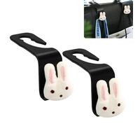 Rabbit Car Seat Headrest Hook 2 Pack Car Purse Hook Cars Seat Hooks for Headrest Universal for Handbag Bags Drink Grocery Coat Universal Vehicle,Cars Interior Accessories Rabbit Gifts for Women Men