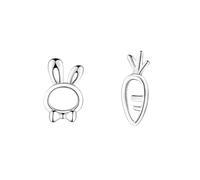 Rabbit Carrot Asymmetrical Tiny Stud Earrings for Women Girls Cute Bunny S925 Sterling Silver Cartilage Earrings Hypoallergenic Tragus Helix Piercing Earring Birthday Party Minimalist Jewelry