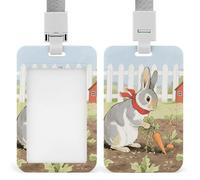 Rabbit Carrot Garden Badge Holder with Lanyards Retractable Vertical Plastic Id Badge Holder Name Key Card Holders Case for Teacher Nurse Doctor Office Gift for Coworkers