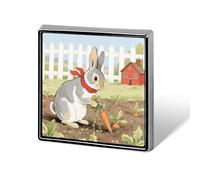 Rabbit Carrot Garden Lapel Pin Square Metal Brooch Pin with Secure Pin Back Fashion Button Badge for Clothing, Hats, Bags Decoration
