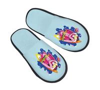 Rabbit Carrying Carrots Rocketed Into Space Fuzzy Slippers Non Slip Fluffy Slippers Washable Slipper For Party Outdoor Indoor L