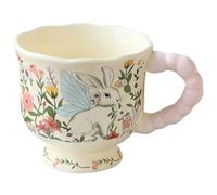 Rabbit Ceramic Coffee Mug, 13 oz Cute Cartoon Tea Cup with Handle - Animal Porcelain Mug for Latte, Cappuccino, Milk & Hot Cocoa - Kawaii for Girlfriend, Mom on Birthday & Easter, Microwave Safe