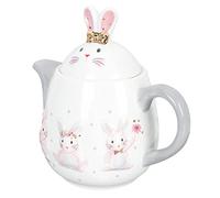 Rabbit Ceramic Teapot Bunny Ceramic Tea Pot Porcelain Teapot Animal Decorative Ceramic Loose Leaf Teapot Floral Ceramic Tea Kettle Kungfu Kettle Ceramics Office Rice Dishes Cute