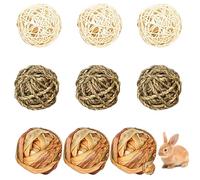 Rabbit Chew Balls 9Pcs 2-2.8in Rabbit Ball for Teeth Grinding, Gnawing, Biting 3 Style Multi-Purpose Small Animal Toys for Bunny, Guinea Pig, Chinchilla, Rabbit Chew Balls