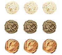 Rabbit Chew Balls, 9Pcs 2-2.8in Rabbit Ball Toys for Teeth Grinding, Gnawing, Biting 3 Style Multi-Purpose Small Animal Toys for Bunny, Guinea Pig, Chinchilla