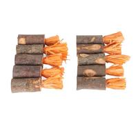 Rabbit Chew Sticks, Safe Durable Coarse Fibre Prevent Urinary Stones Decorative 10 Pieces Rabbit Teething Sticks for Cage (Orange Corn Husk Type)