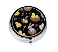 Rabbit Chick Eggs Small Pill Box 3 Compartment Portable Pill Box for Purse Pocket Easter Mini Medicine Organiser for Daily Vitamin Fish Oil Storage