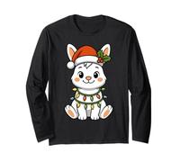 Rabbit Christmas Tree Lights Pajamas Girls Boys Xmas Long Sleeve T-Shirt
