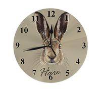 Rabbit Clock Cute Wild Animal Bunny Hare with Brown Feather in Forest for Easter Round Wall Clock Slient Non Ticking Rustic Home Decor 10 Inch for Kitchen Bathroom Office