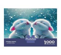 Rabbit Colourful Bunnies Kissing in Snow 1000 Pcs Jigsaws for Adults The Impossible Challenge Brain Development 70x50cm/1000pcs