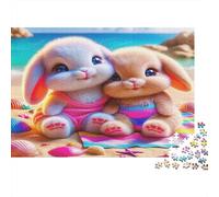 Rabbit Colourful Two Bunnies in Blooms 1000 Pcs Jigsaws for Adults The Impossible Challenge Brain Development 70x50cm/1000pcs