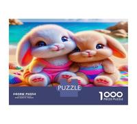 Rabbit Colourful Two Bunnies in Blooms 1000 Pieces Jigsaws Adults And Children Fun Activity for Rainy Days 70x50cm/1000pcs