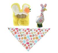 Rabbit Costume for Garden Duck Decor, Outdoor Easter Bunny Outfit with Hat & Scarf, Farmhouse Spring Porch Decorations, Fits Most Decorative Ducks (Polyester)