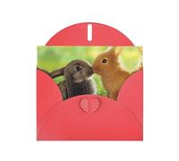Rabbit Couple Printing Notecards With Envelopes Funny Love Buckle Pearl Paper Envelope Packaging Holiday Greeting