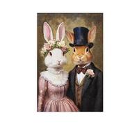 Rabbit Couple Wall Art Canvas Poster Bedroom Decor Landscape Office Room Decor Gift 12x18inch(30x45cm)