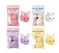 Rabbit Craft Kit - Easter Bunny Project | 8x6x10cm Plush Animal with Cute Function, Pink White Violet Yellow Toy with Classroom Use, Kids Activity, Party Favor for School