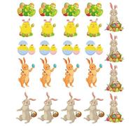 Rabbit Cupcake Toppers - 24 Pieces Fun Reusable Eggs, Happy Easter Cake Decorations for Kitchen, Restaurant, Party, Cake, Dessert Table