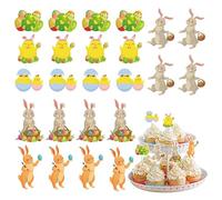 Rabbit Cupcake Toppers | 24 Pieces Funny Paper Egg Decorations - Happy Easter Cake Decorations for Apartment Office Table Party Dessert Snack