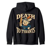 Rabbit Death to Tyrants Funny Retro 90s Vintage Quote Zip Hoodie