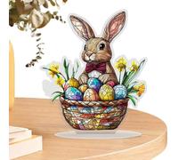 Rabbit Decoration, Colourful Acrylic and 2D for Easter Seasonal - Rabbit Decorations for Desk and Centerpiece, for Bedroom Bookcase Desk Cupboard Sill Dining Room