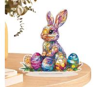 Rabbit Decorations, 2-Dimensional Spring Seasonal Centerpiece - Seasonal Holiday Decorations with Rabbit Eggs | For Bedroom Bookcase Desk Cupboard Window Sill Dining Room