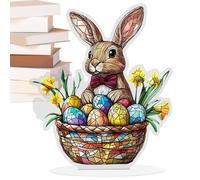 Rabbit Decorations | Colourful 2D Acrylic Easter | Rabbit Decorations for Desk and Centerpieces | for Bedroom Bookcase Desk Cupboard Sill Dining Room