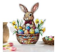 Rabbit Decorations | Colourful Acrylic 2D and for Seasonal Easter - Table Decorations with Eggs and Spring Rabbits - for Bedroom Bookcase Desk Cupboard Sill Dining Room