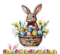 Rabbit Decorations - Easter Centerpiece in 2D Acrylic - Table Decorations with Eggs and Spring Rabbits - for Bedroom Bookcase Desk Cupboard Sill Dining Room