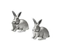 Rabbit Design Cufflinks, Handcrafted English Made Pewter, Silver Finish, with Personalised Leatherette Gift Box