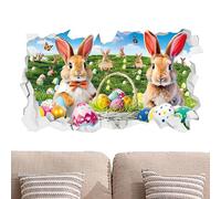 Rabbit Design Removable Wallpaper Wall Decals | Easter Sticker Perforated Design for Bathroom, Bedroom, School, Kindergarten, Playroom