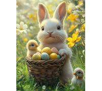 Rabbit Diamond Art Kits Adults 50x70cm 5D DIY Easter Egg Diamond Painting Kit for Beginners with Tools, Round Full Drill Crystal Art Crafts Canvas Paintings for Home Wall Decor Gifts for Women G-759