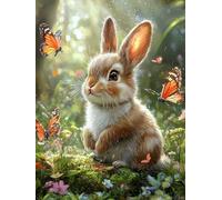 Rabbit Diamond Art Kits Adults, 5D Diamond Painting with Round Full Drill, DIY Crystal Art Paintings Rhinestone Cross Stitch Kit, Dimond Arts and Crafts for Adults, Home Room Decor, 36x48 inch D-54