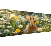 Rabbit Diamond Art Kits for Adults, 5D DIY Full Drill Diamond Painting Flowerbed Kits for Beginners, Gem Crafts Embroidery Pictures for Home Decoration, Mothers Day Gifts for Mum, 90x180cm Y1-686