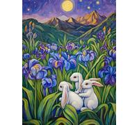 Rabbit Diamond Art Painting, Blue Diamond Art Kits Adults, 5D Round Full Drill Gem Kits for Adults Kids Beginners, DIY Crystal Paintings Crafts for Home Wall Decor, Gifts for Women 25x35cm IE21-NE