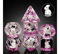 Rabbit dice set DND, DNDND 7PCS Resin Polyhedral dice set with Velvet Pouch for D&D Dungeons and Dragons Role Playing Games and Tabletop Games （Rabbit)
