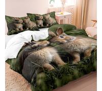 Rabbit Double Duvet Cover Sets 3D Printed Farm Animals 3pcs Bedding Set Soft Brushed Microfiber Quilt Cover 200x200 cm with Zipper Closure for Teens and Adults with 2 Pillowcases c.1065