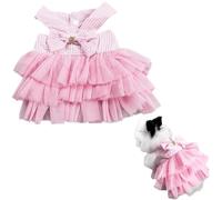 Rabbit Dress Bunny Costume Clothes Skirt Daily Wear Cloth for Small Cat Dog Puppy Chinchilla Guinea Pig, Small Animal Dress for Party Photo (Striped Pink,XS)