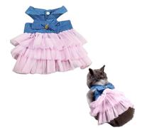 Rabbit Dress Bunny Costume Clothes Skirt Daily Wear Cloth for Small Cat Dog Puppy Chinchilla Guinea Pig, Small Animal Dress for Party Photo (Denim Pink,M)