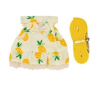 Rabbit Dress Leash Set, Small Pet Harness and Leash, Adjustable Cotton and Nylon, All Seasons Cute Print for Hamsters and Guinea Pigs - Soft Comfortable Fit, Easy Hook and Loop (S Yellow Pineapple)