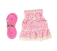 Rabbit Dress Leash Set Soft Adjustable Cute Small Pet Clothes with Traction Rope for Ferret Guinea Pig Hamster Cotton Nylon Webbing (S Pink)