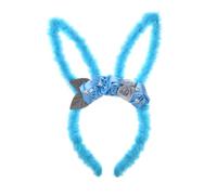Rabbit Ear Headband Simulation Rose Purple Blue Easter Role Playing Accessories Suitable Women Girls Hair (A, One Size)