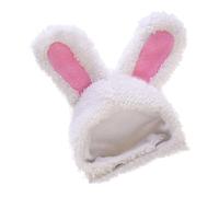 Rabbit Ear Pet Hat for Cats and Dogs, Adjustable White Plush | Breathable Polyester Blend, Easy to Wear and Clean, Cartoon Lovely Style for Christmas Weekends