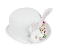 Rabbit Ears Hat for Men, Easter Bunny Hat | Party Bunny Orees Bowler Hat with Flowers | Stylish Role Play Accessories, Carnival Headpiece, Soft Party Headdress for Men